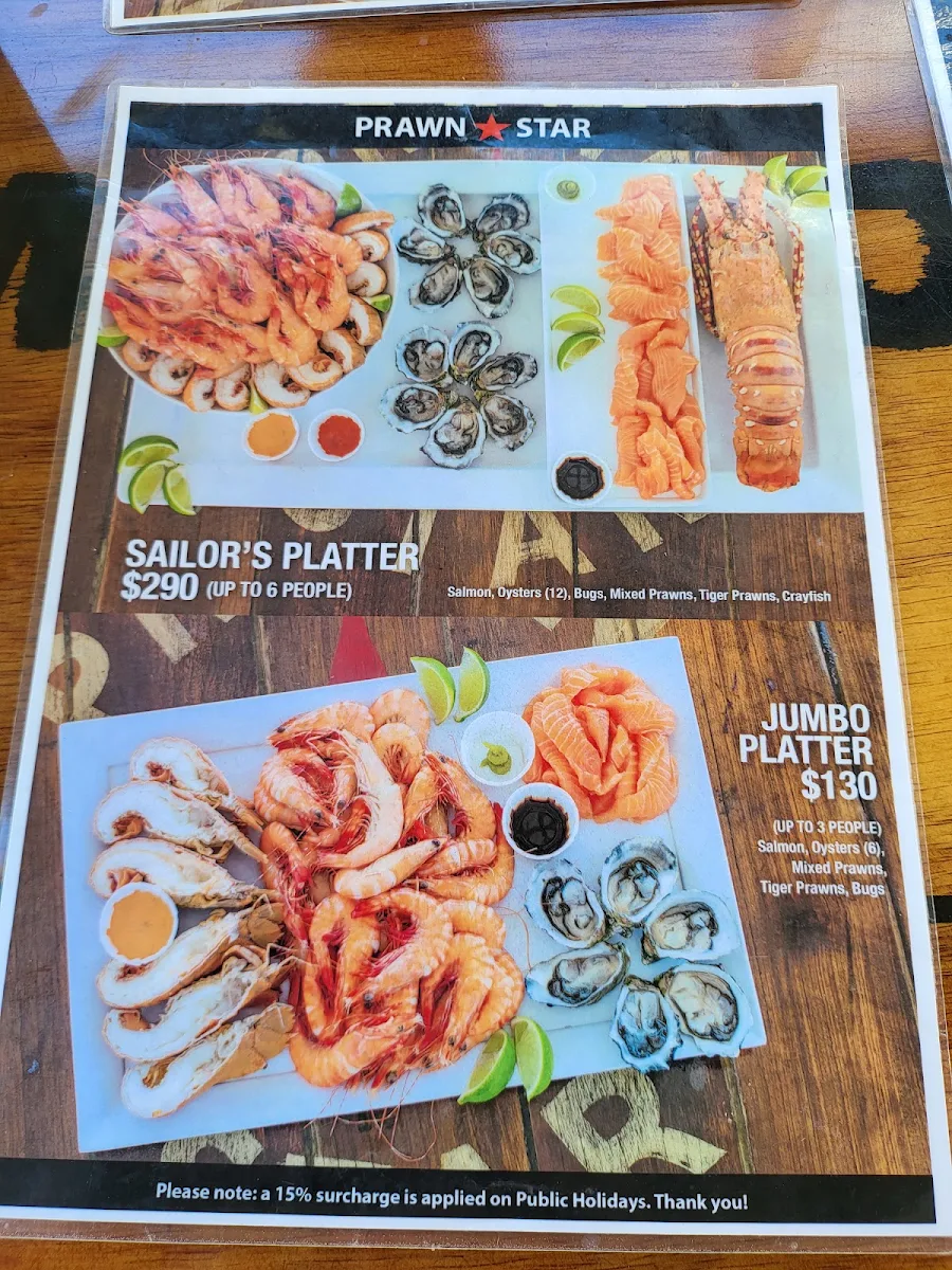 Menu, Prawn Star Mooloolaba