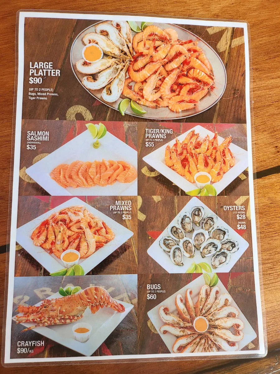 Menu, Prawn Star Mooloolaba