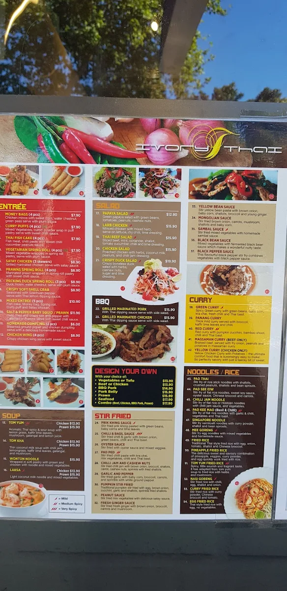 Menu, Ivory Thai Crows Nest