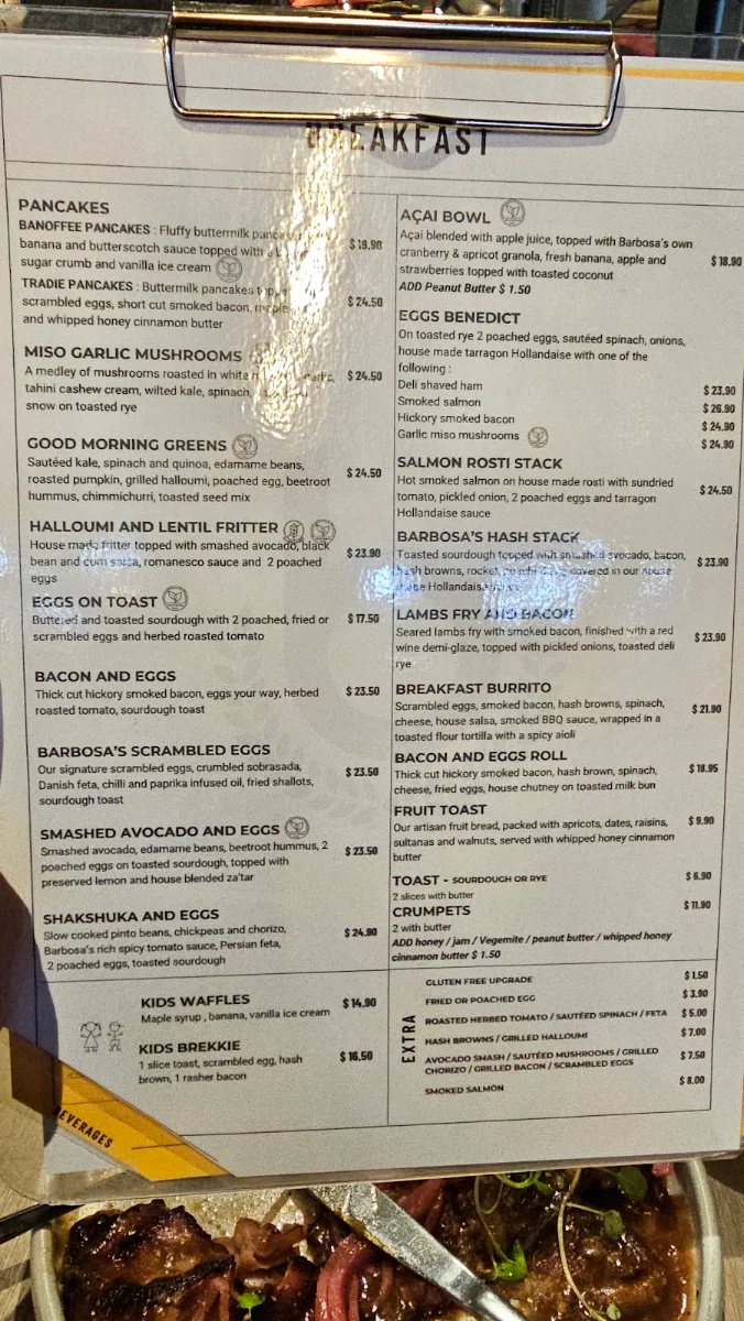 Menu, Rise & Set Restaurant Cafe