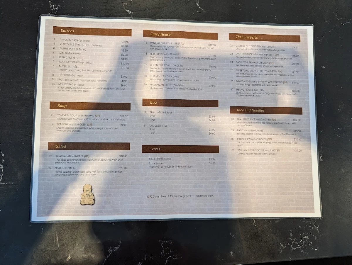 Menu, Thai Home - Agnes Water