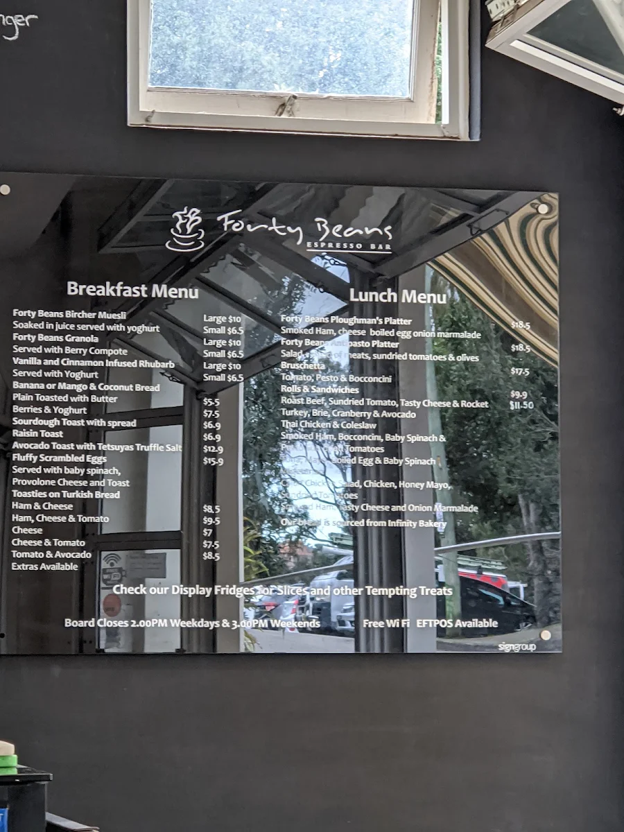 Menu, Forty Beans