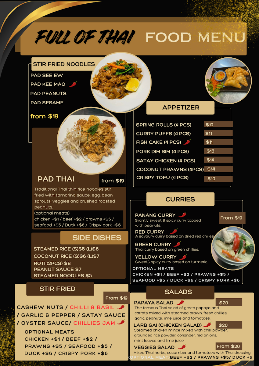 Menu, Full of Thai