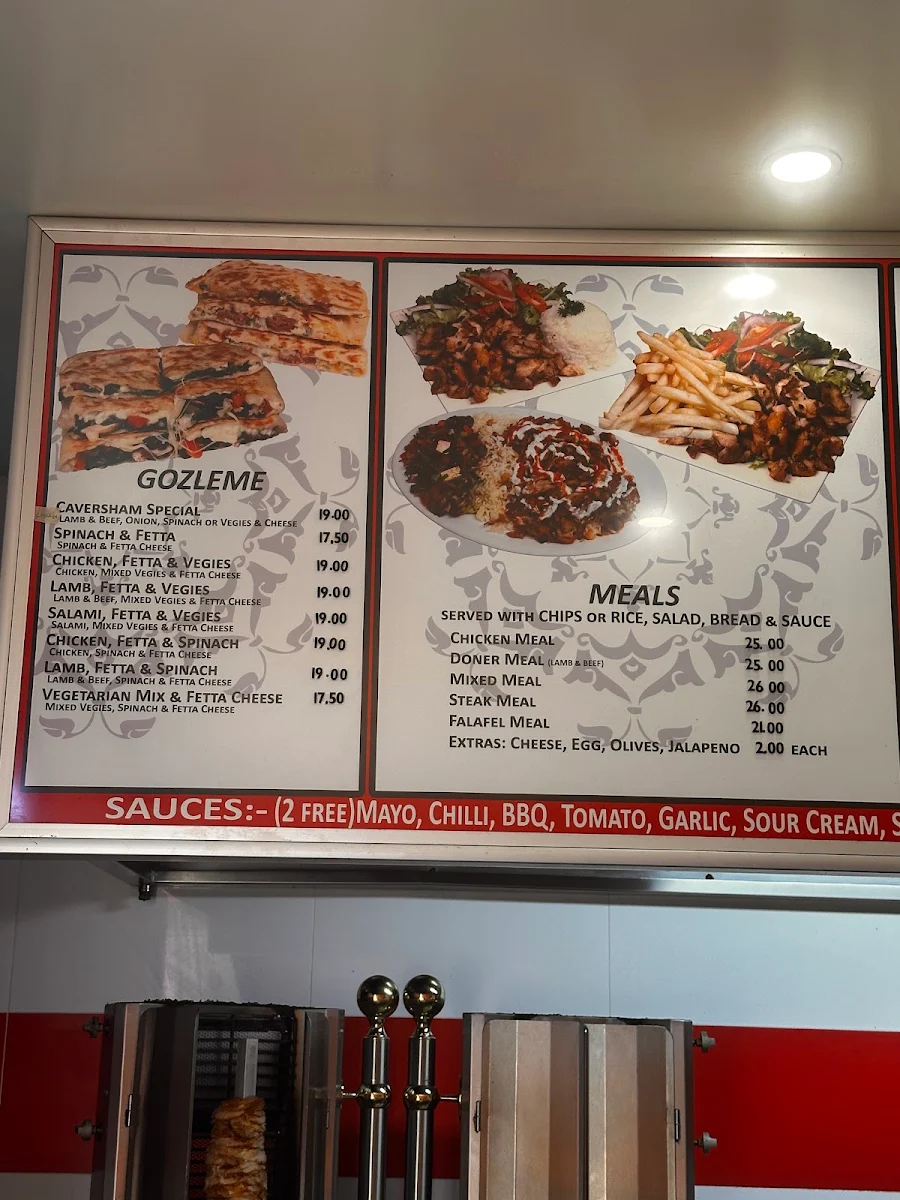 Menu, Caversham Kebab and Pizza House
