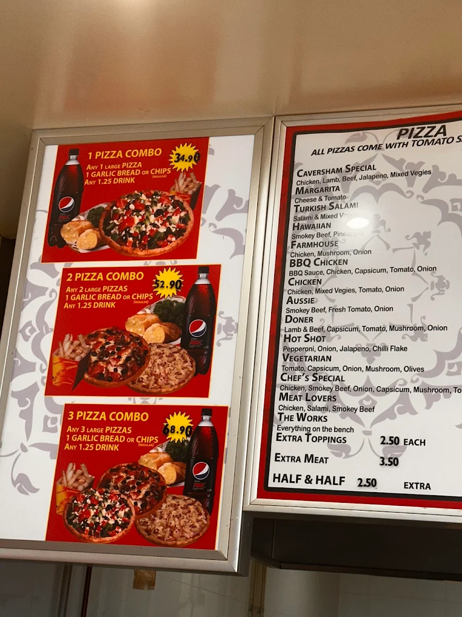 Menu, Caversham Kebab and Pizza House