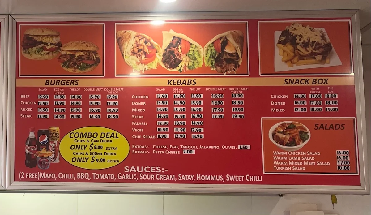 Menu, Caversham Kebab and Pizza House