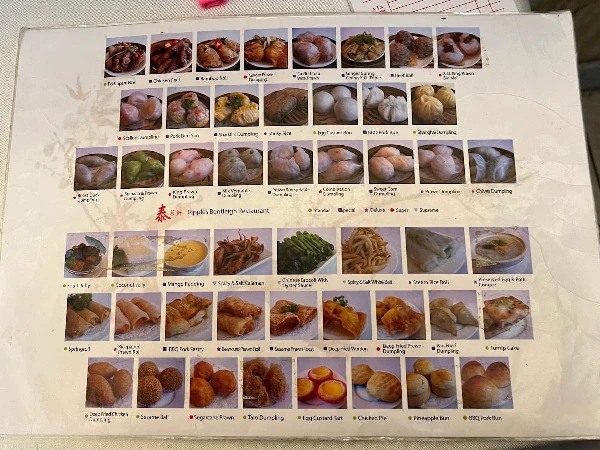 Menu, Ripples Bentleigh Restaurant
