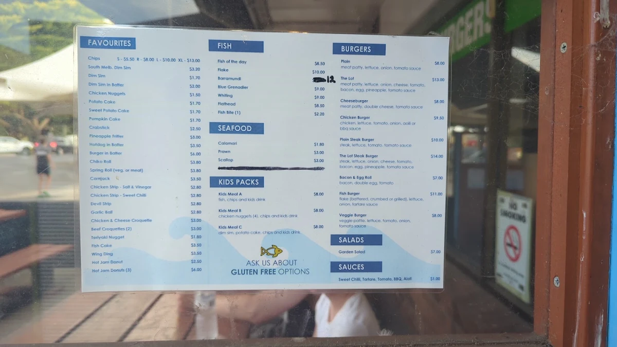Menu, Fortuna Fish and Chips