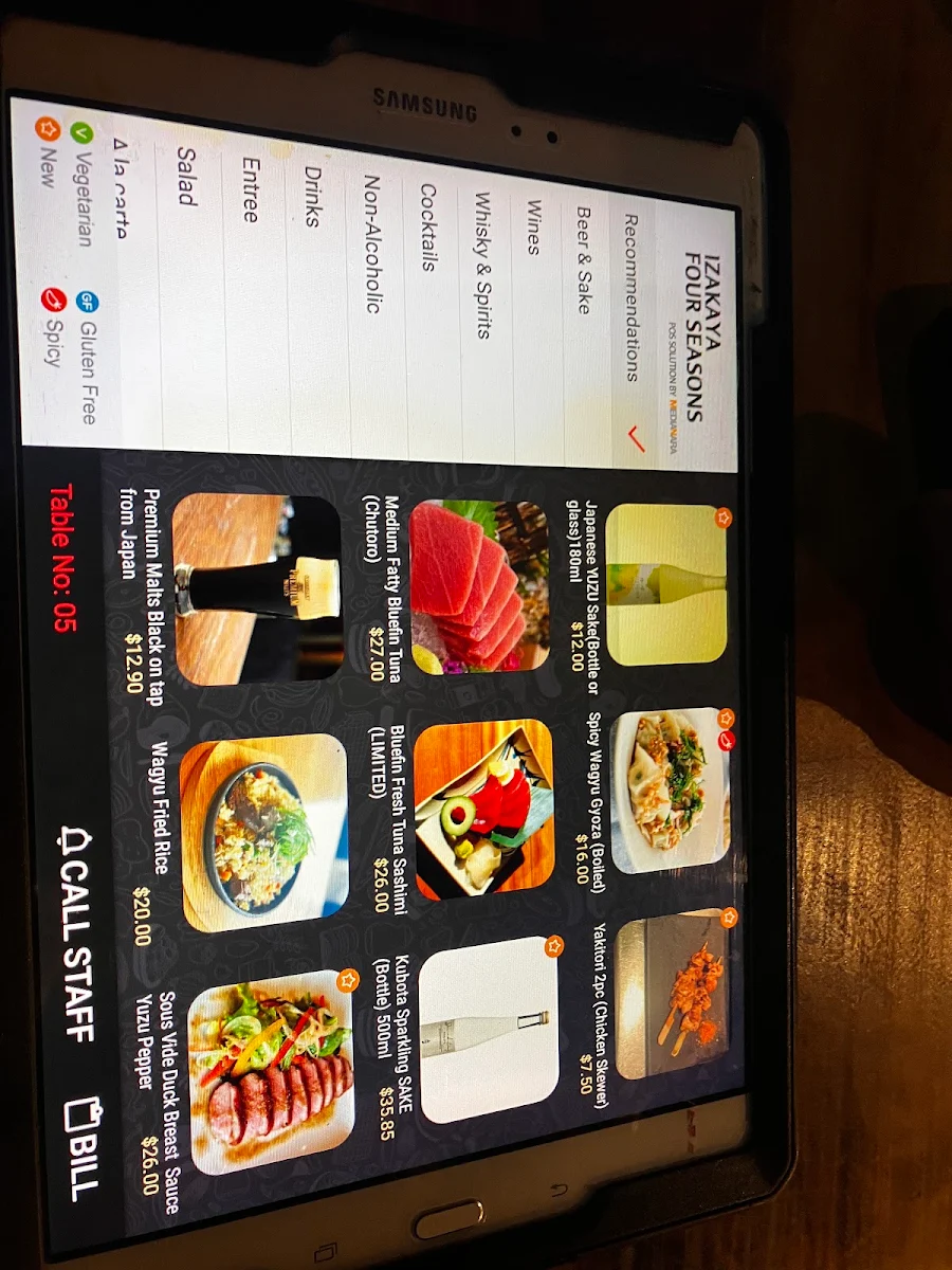 Menu, Izakaya Sumi