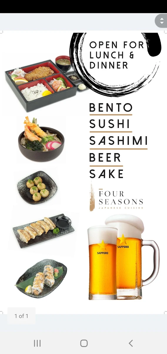 Menu, Izakaya Sumi