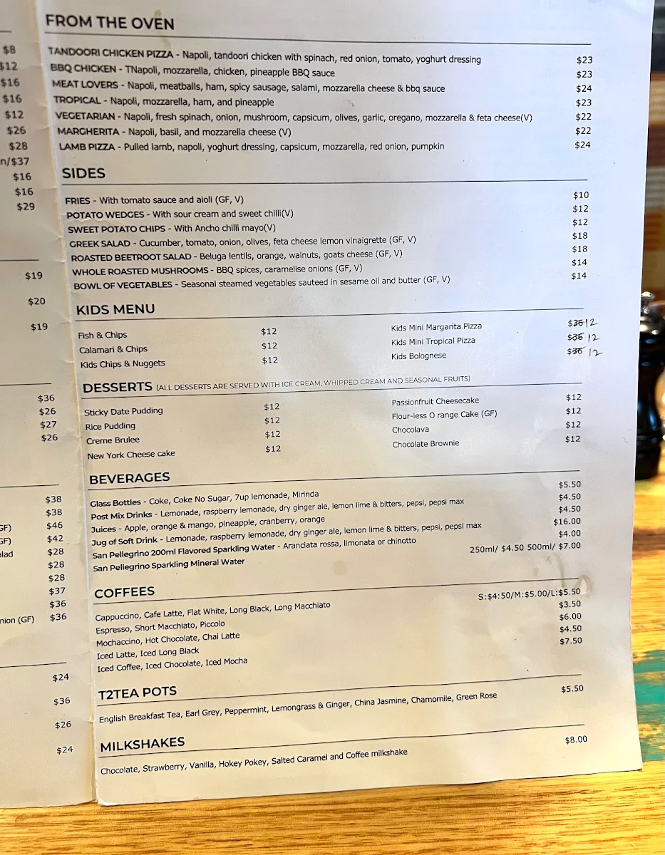 Menu, Luminous Restaurant & Bar