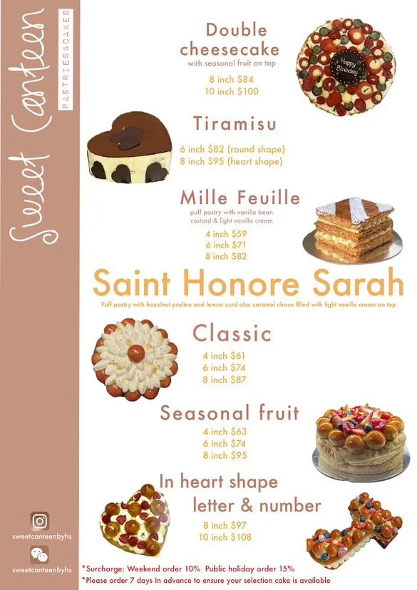 Menu, Sweet Canteen