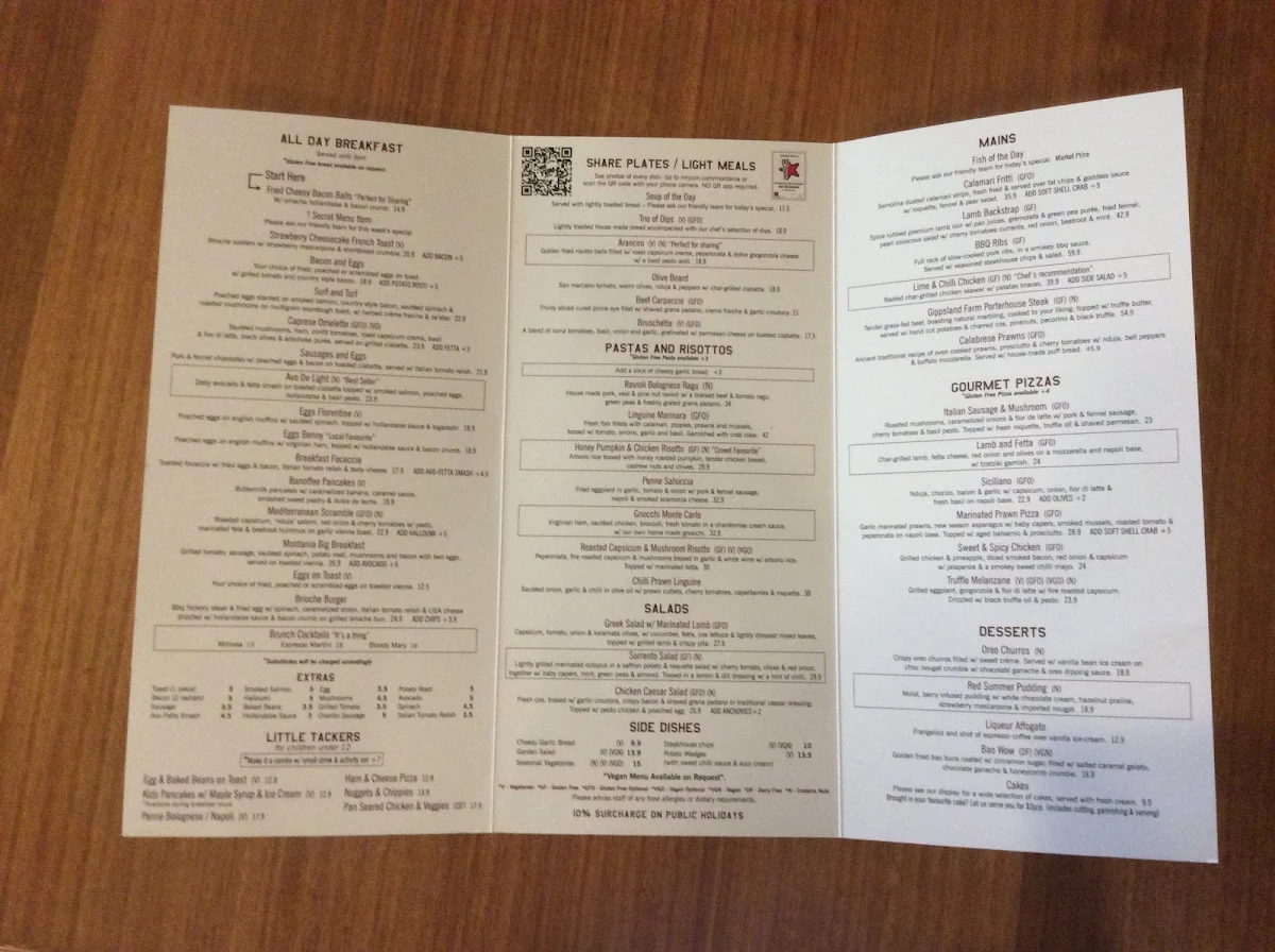 Menu, Montania Cafe - Bar - Restaurant