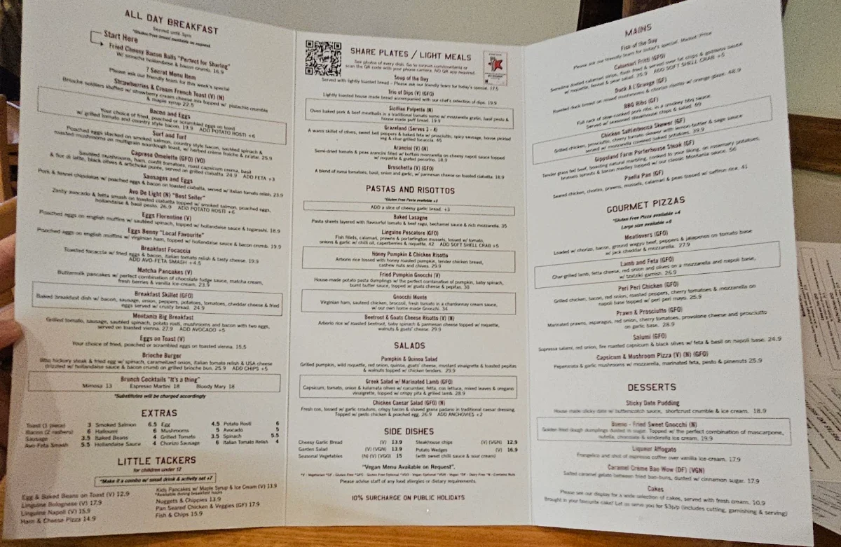 Menu, Montania Cafe - Bar - Restaurant