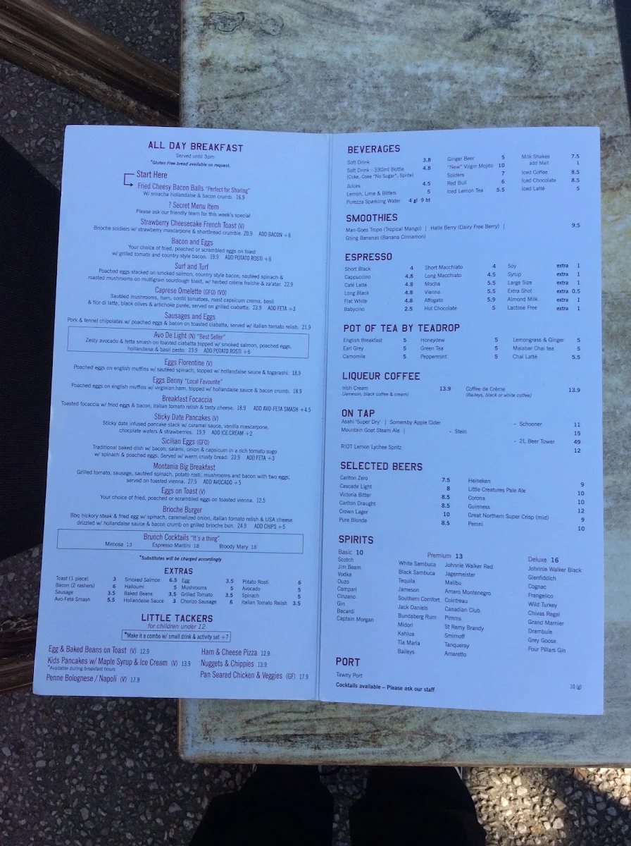 Menu, Montania Cafe - Bar - Restaurant