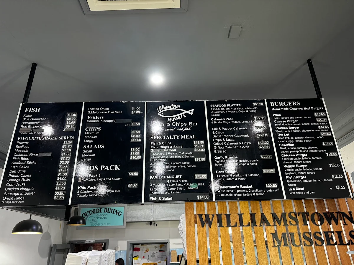 Menu, Williamstown Mussels
