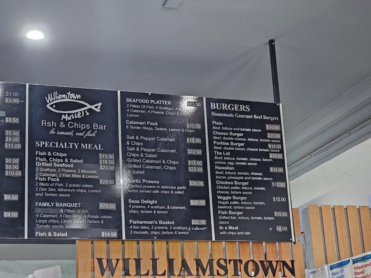 Menu, Williamstown Mussels