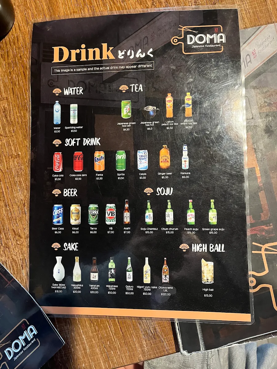 Menu, Doma Japanese Restaurant
