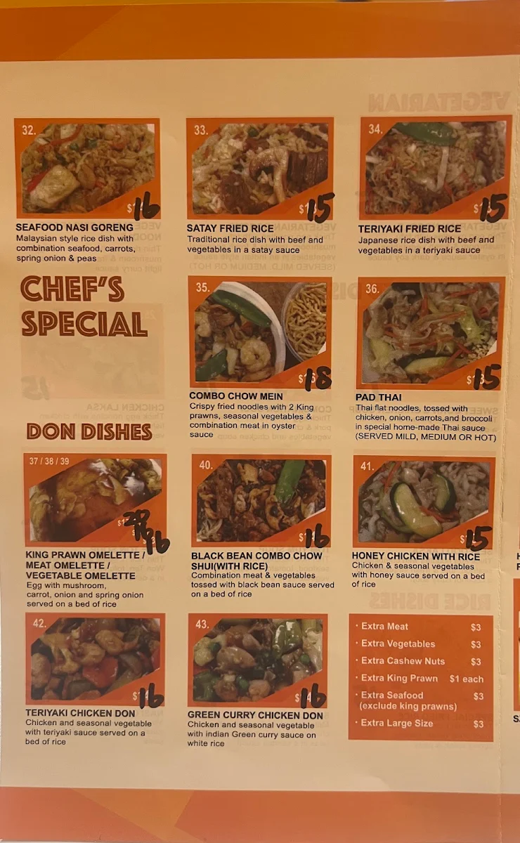 Menu, Tastie Wok