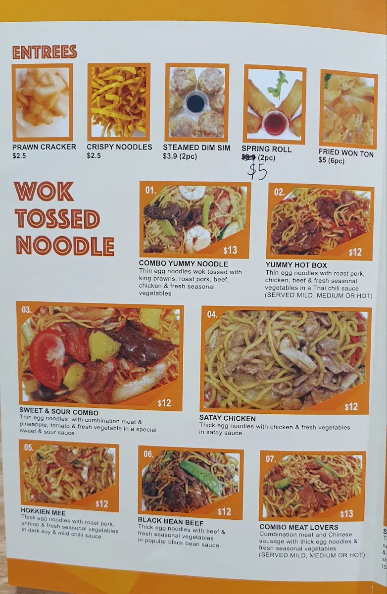 Menu, Tastie Wok