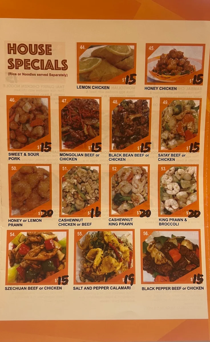 Menu, Tastie Wok