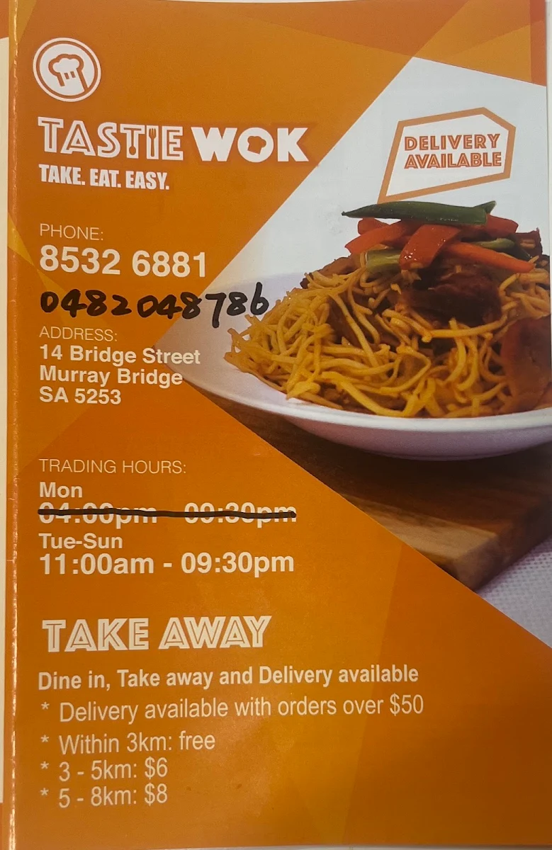Menu, Tastie Wok