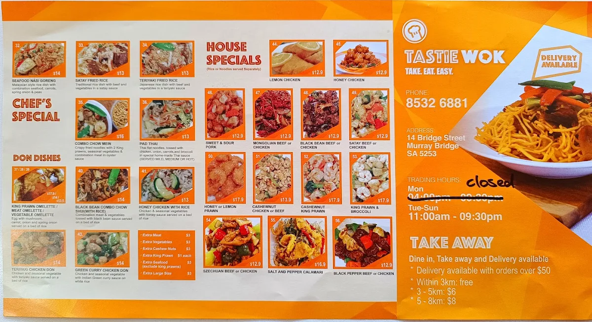 Menu, Tastie Wok