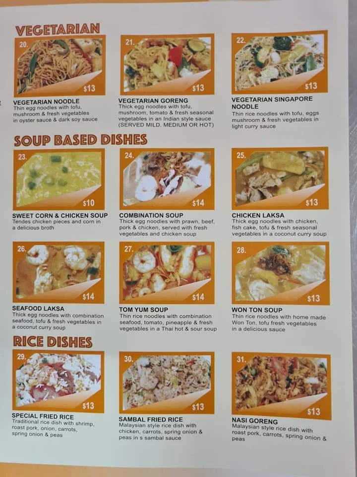 Menu, Tastie Wok