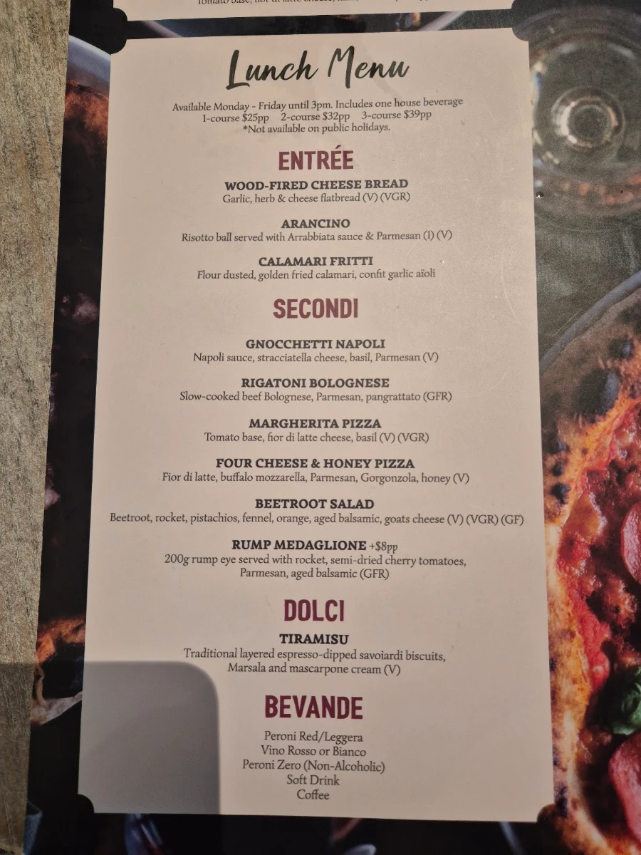 Menu, Italian Street Kitchen Raine Square