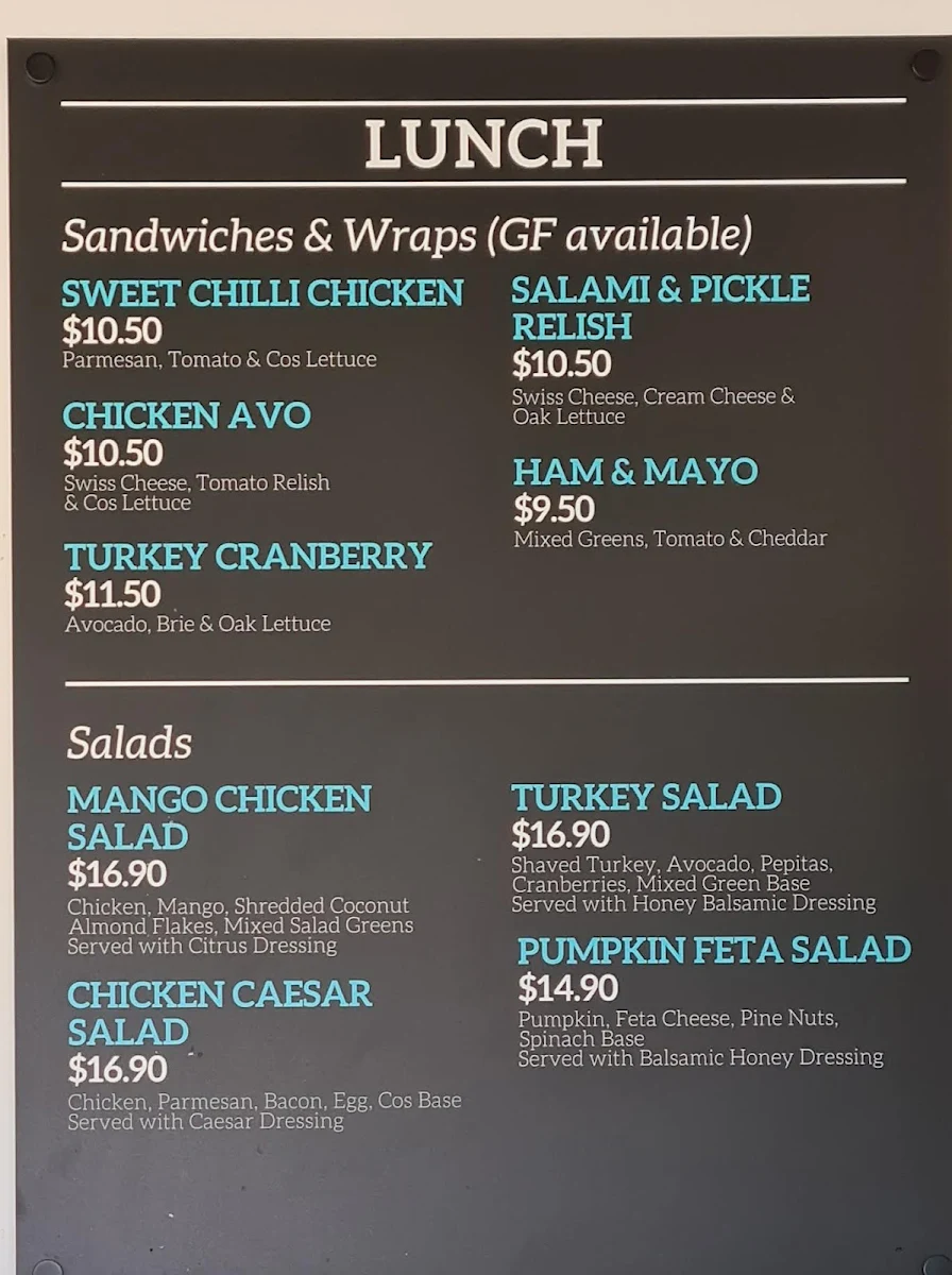 Menu, Sleepless City Coffee Roasters on Stenner