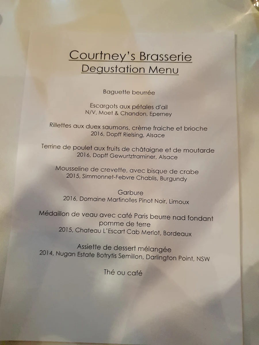 Menu, Courtney's Catering / T.I Catering / Parramatta Boiler House