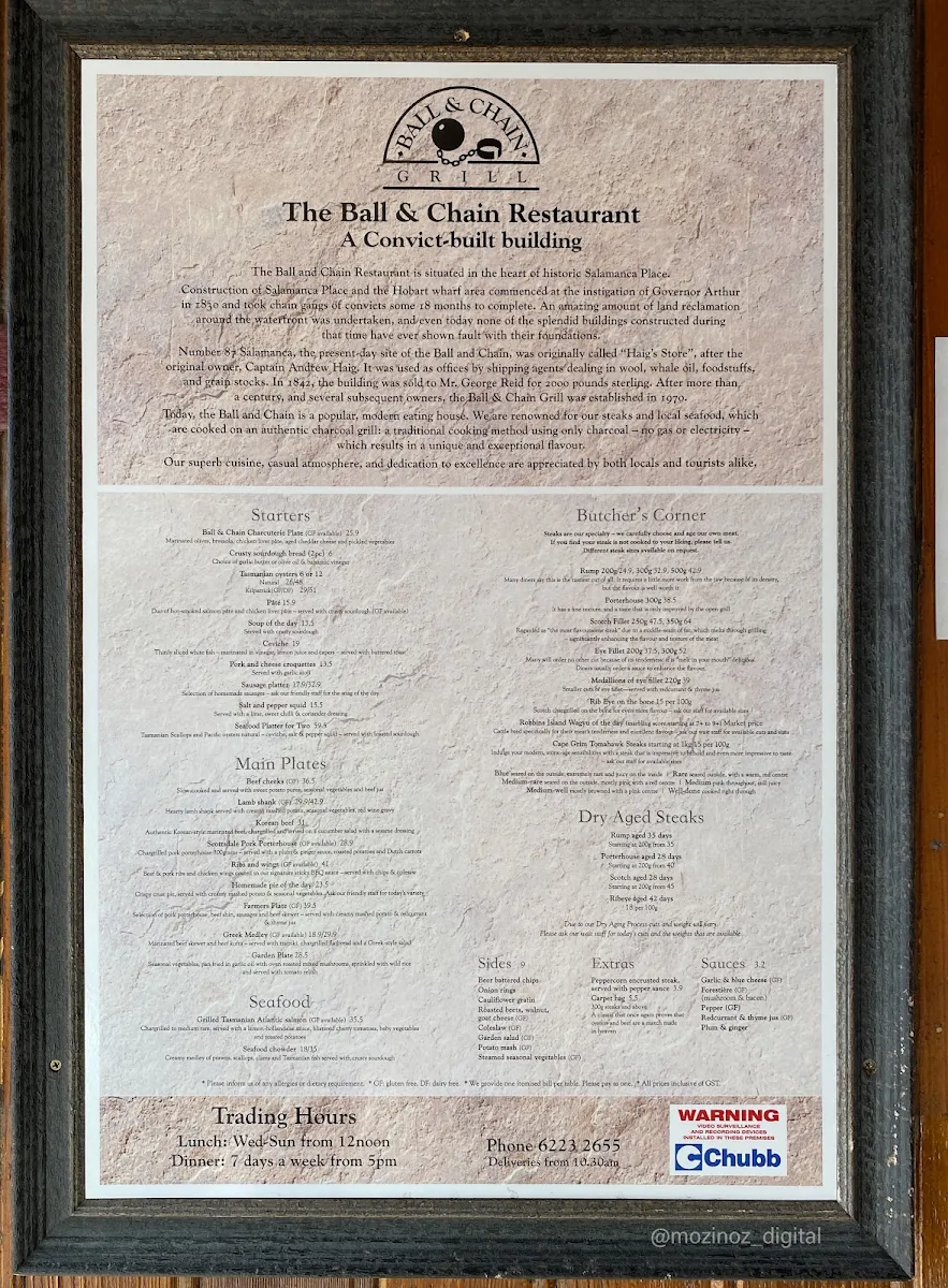 Menu, Ball & Chain Grill - Salamanca