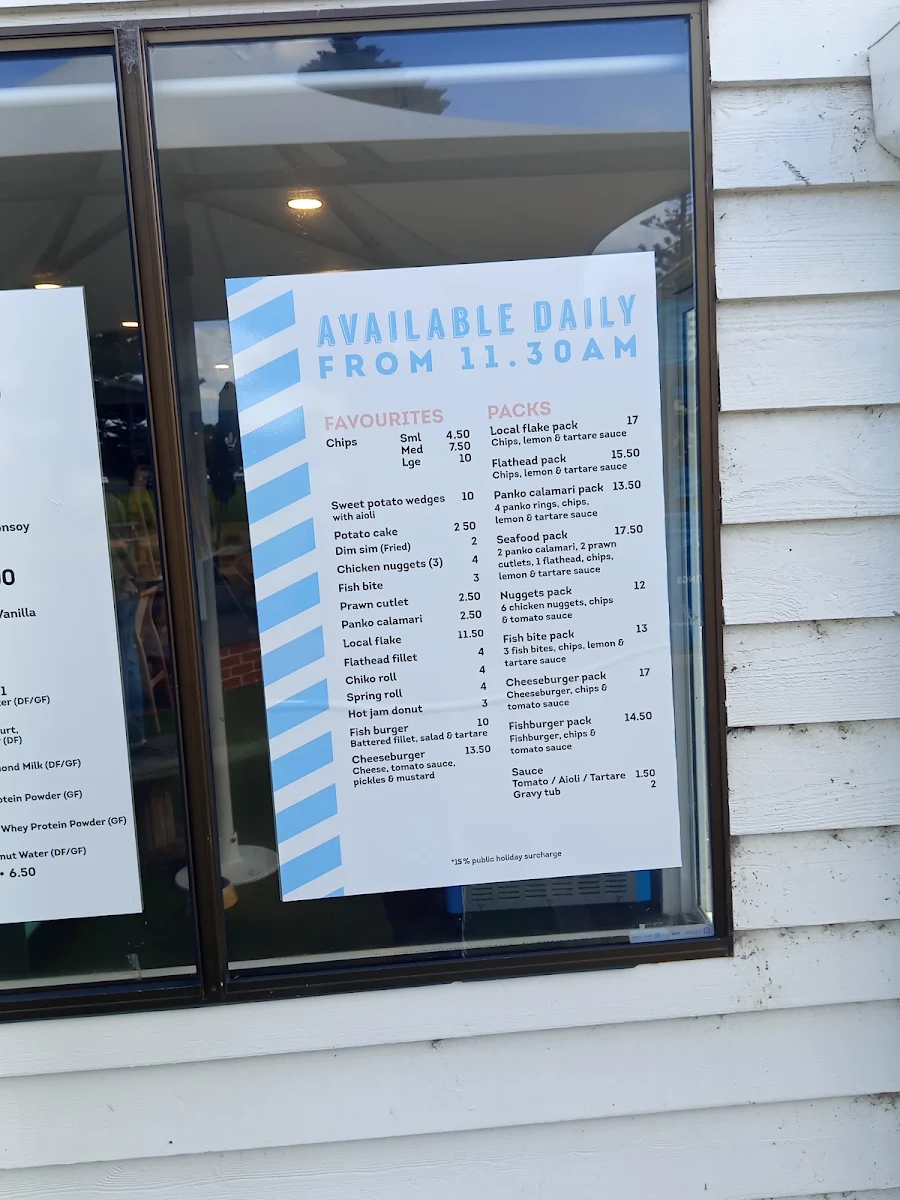 Menu, The Beach Kiosk Cafe