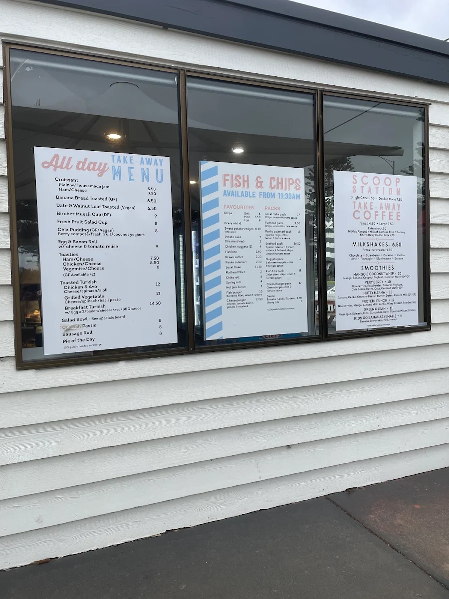 Menu, The Beach Kiosk Cafe