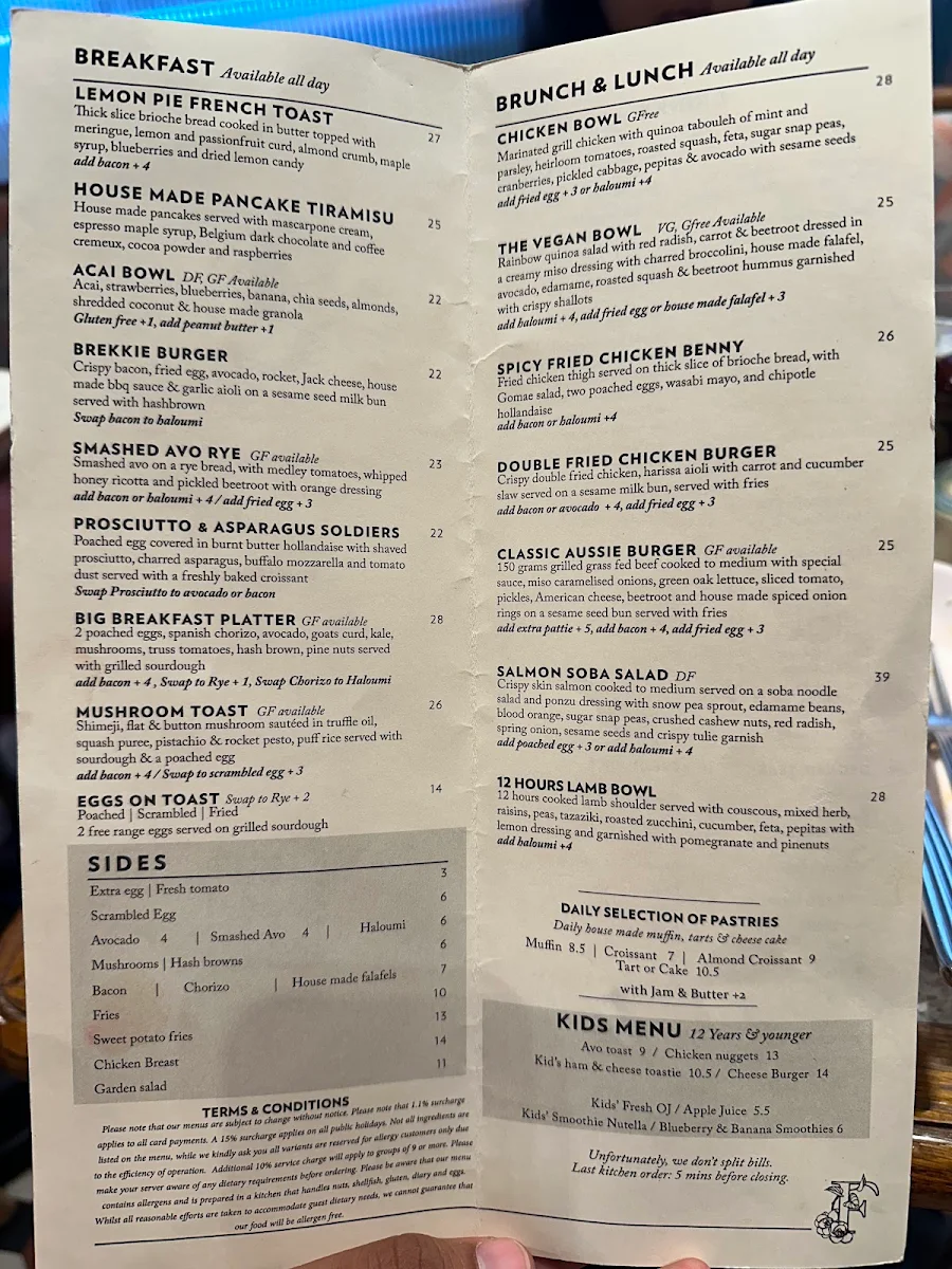 Menu, Flower Child Cafe Castle Towers