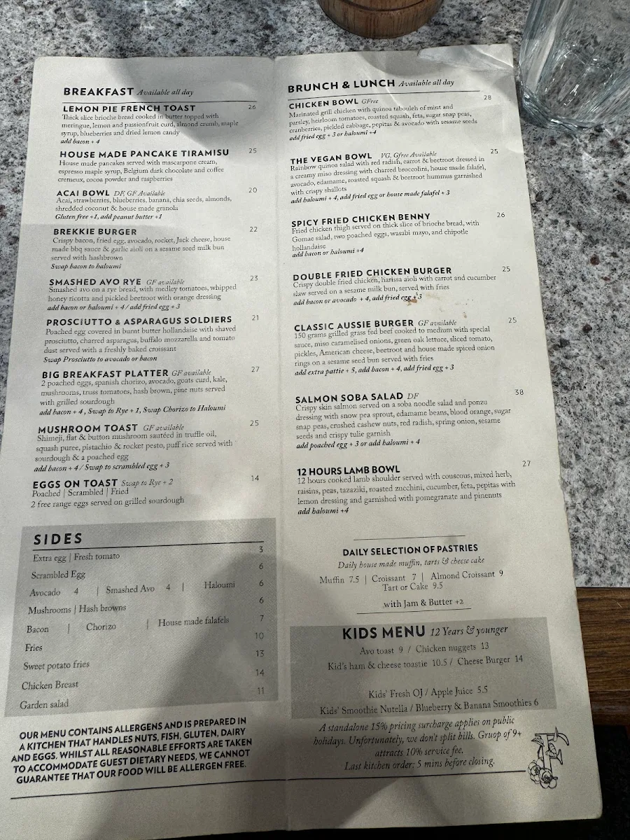 Menu, Flower Child Cafe Castle Towers