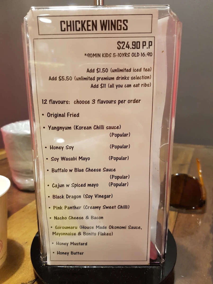 Menu, KaiKai Chicken St Lucia