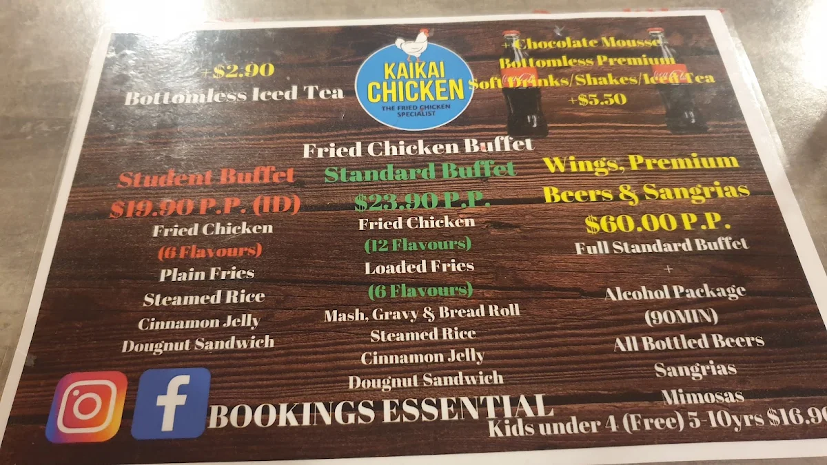 Menu, KaiKai Chicken St Lucia
