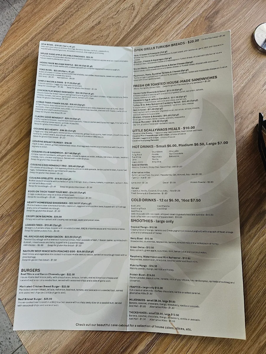 Menu, Cousins On William