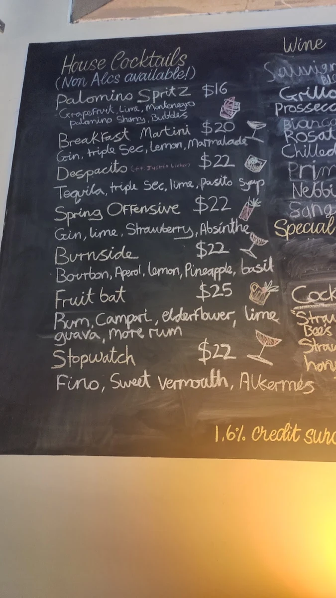 Menu, Palomino Bar | Brunswick