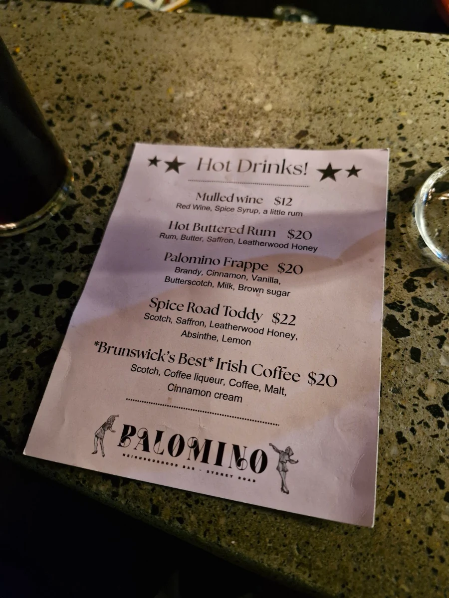 Menu, Palomino Bar | Brunswick