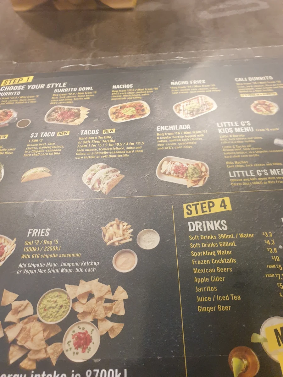 Menu, Guzman y Gomez - Cockburn