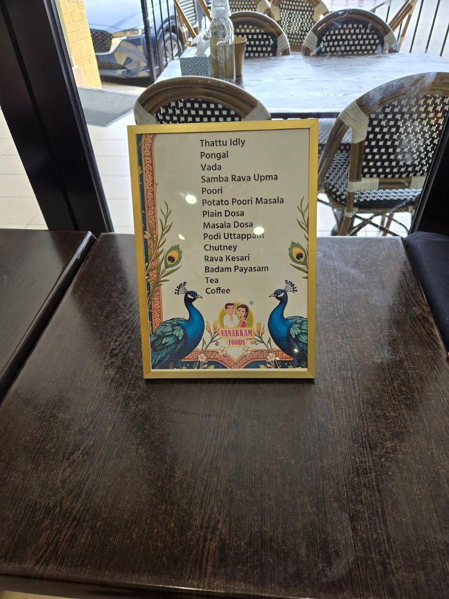 Menu, Vanakkam Foods