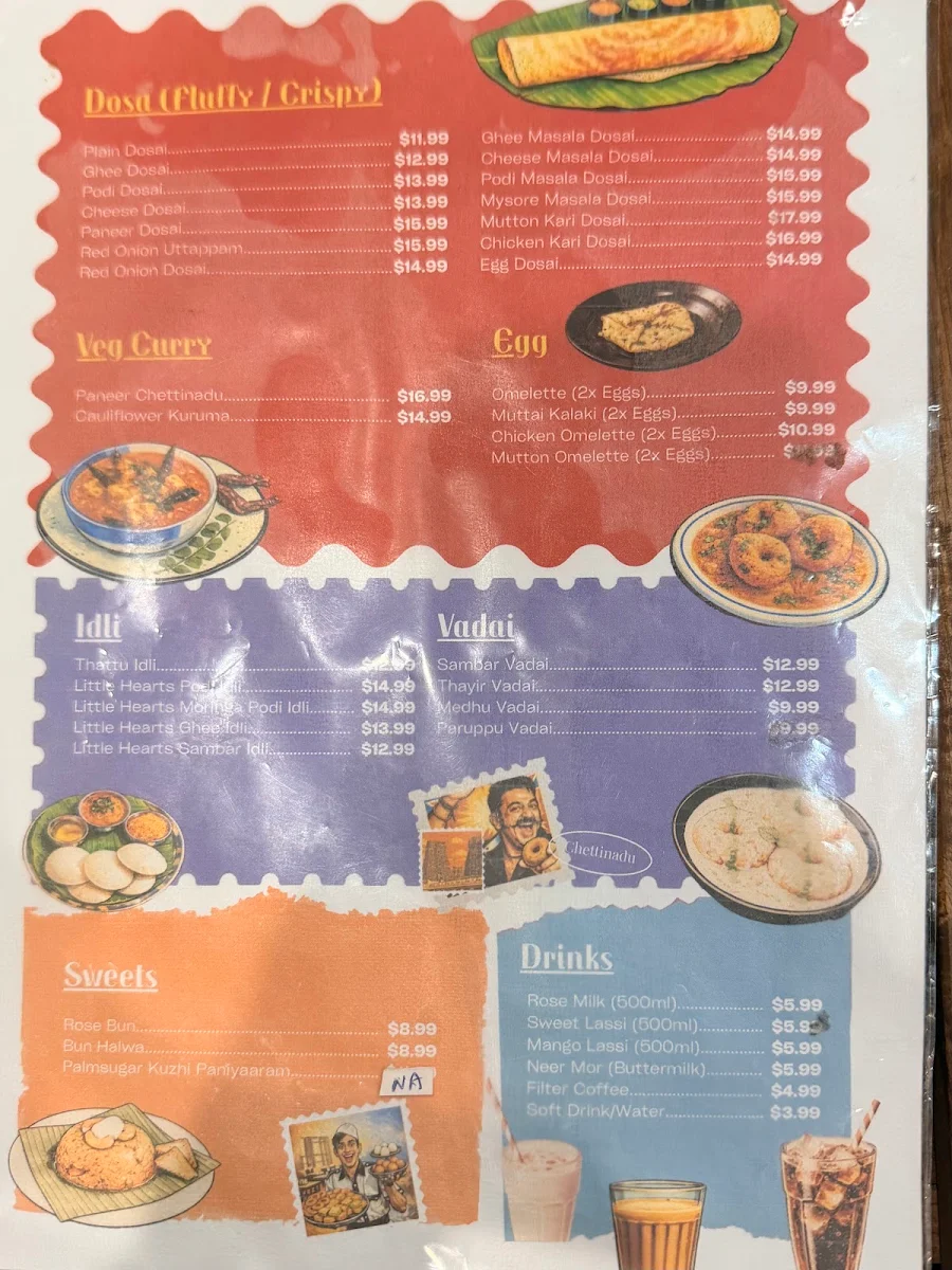 Menu, Vanakkam Foods