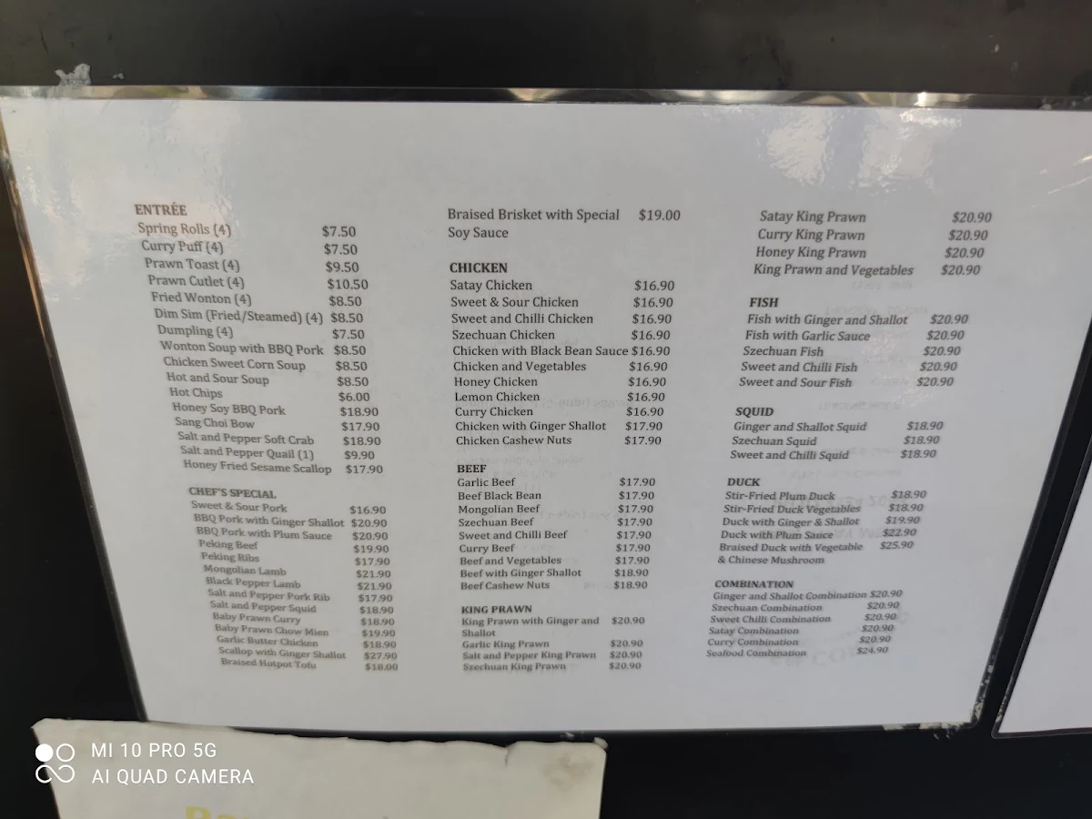 Menu, Golden Corner Asian Restaurant