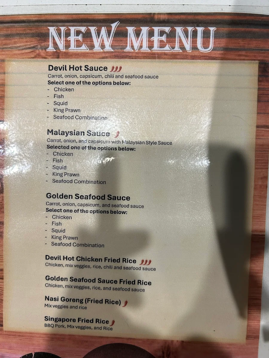 Menu, Golden Corner Asian Restaurant
