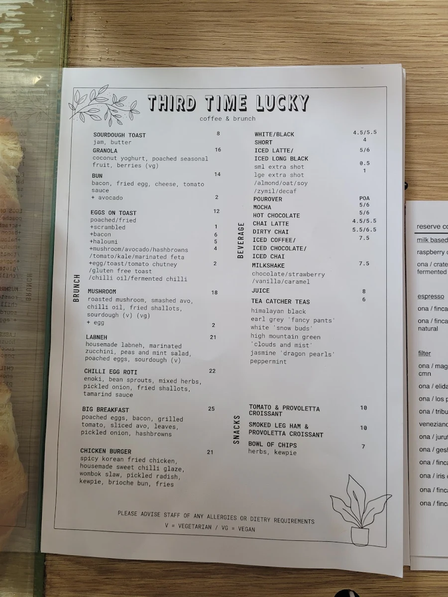 Menu, Third Time Lucky