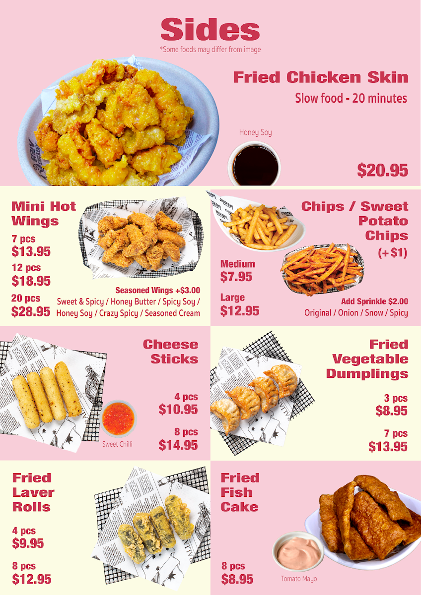 Menu, Chicken V Wollongong