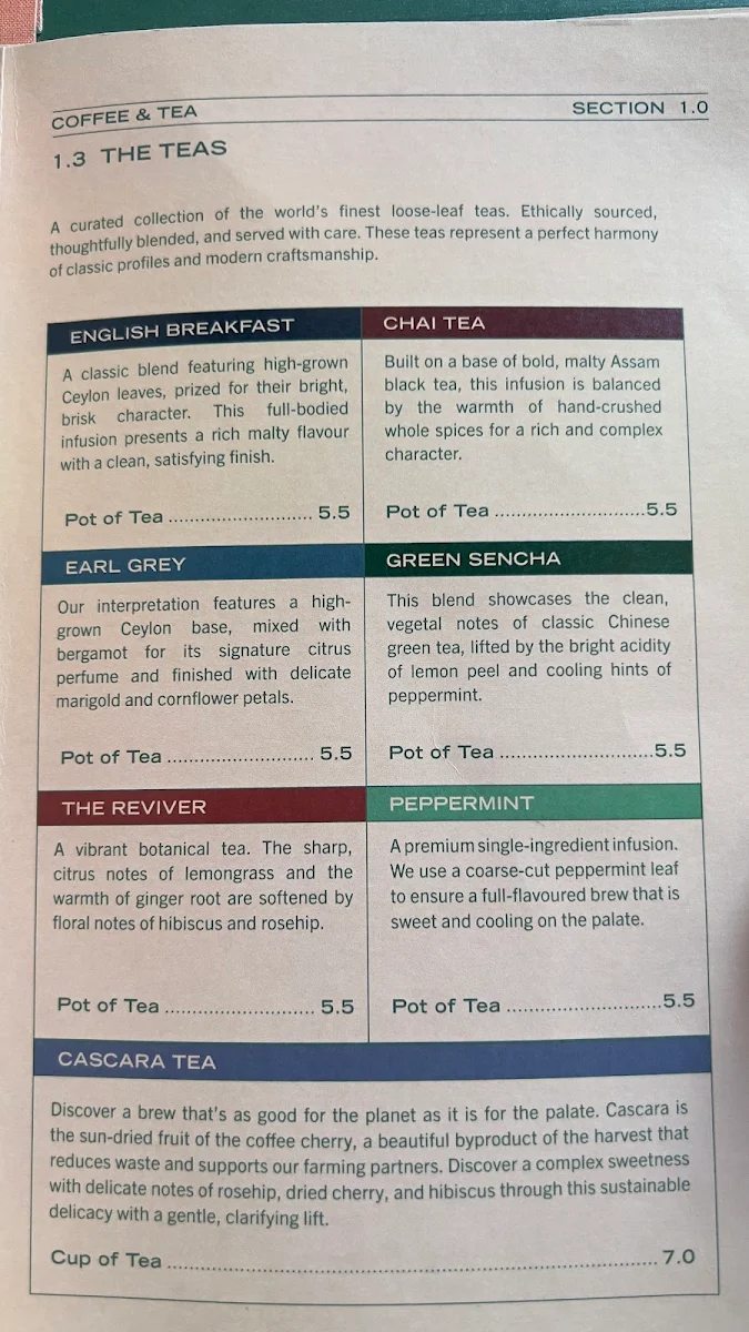 Menu, The Grounds Coffee Factory