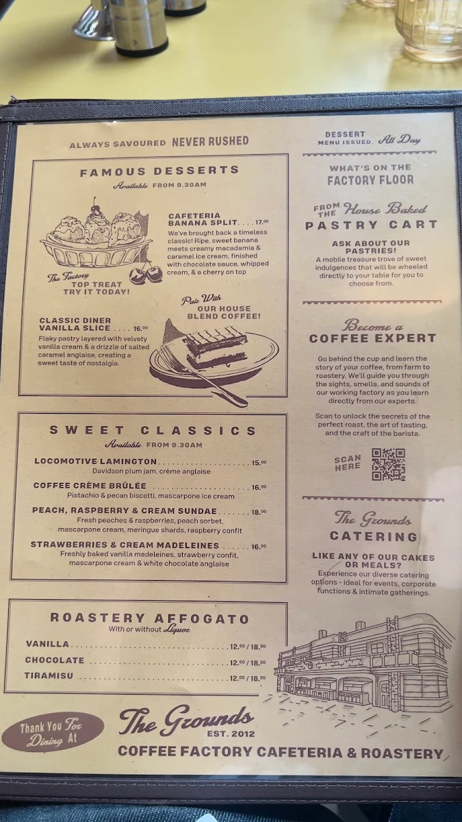 Menu, The Grounds Coffee Factory
